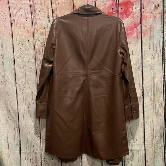 Chicos Mill Chocolate Brown Faux Leather Shacket Jacket Shirt Dress M/L (size 1) - Picture 6 of 12